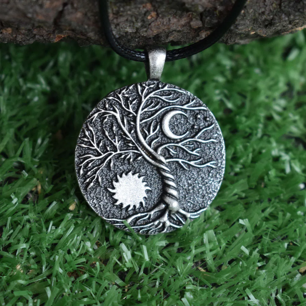 SanLan Wicca Yin-Yang Moon and Sun tree of life necklace