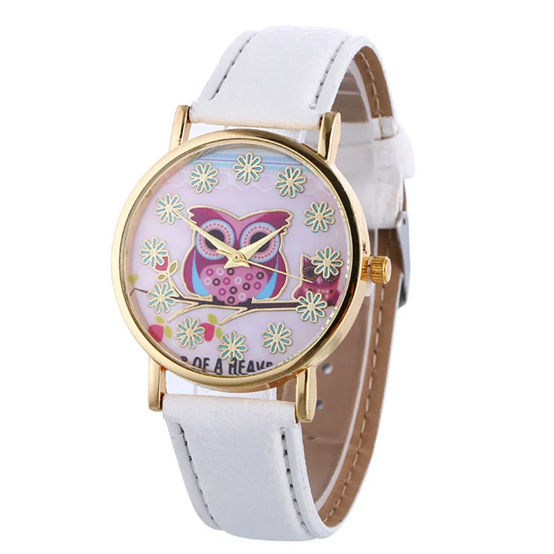 Fashion women's watches casual watches leather watch strap Owl Pattern Quartz Analog Wrist Watch clock relogio feminino M16 (10)