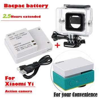 

New for Xiaomi yi camera battery Xiaoyi External bacpac battery +Enlarged Waterproof case housing for Xiaomi Yicamera accessory