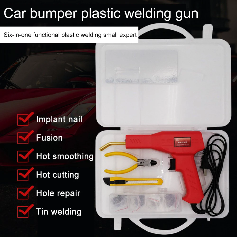 

Plastics Welder Garage 50W Car Bumper Repair Welding Gun Rapid Heating Various Welding Wires Soldering Iron Set Welding Machin