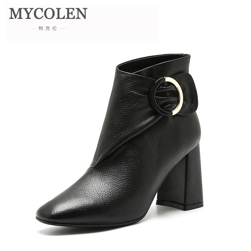 MYCOLEN Winter Chelsea Boots High Heel Boots Slip On Ankle Boots Fashion Brand Women Shoes 2018 Autumn Female Footwear Black MYCOLEN Winter Chelsea Boots High Heel Boots Slip On Ankle Boots Fashion Brand Women Shoes 2018 Autumn Female Footwear Black