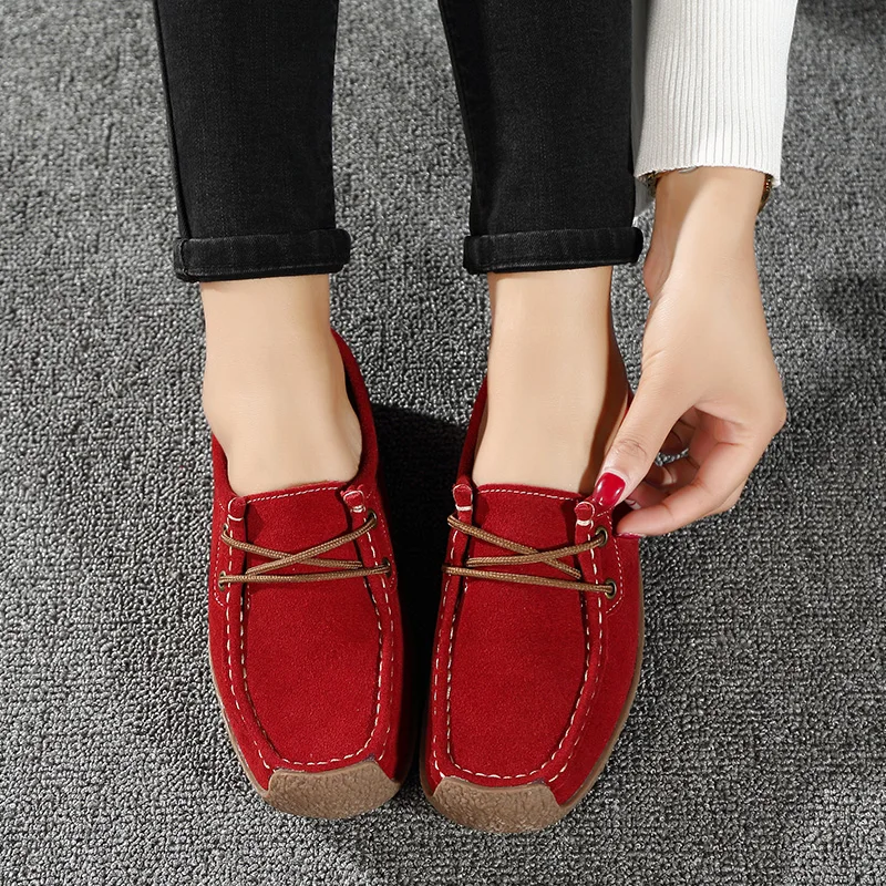 

Women Flats Pu Leather Loafers Lace Up Folding Moccasins Foldable Casual Shoes Ladies Square Toe Female Zapatos Mujer H-715
