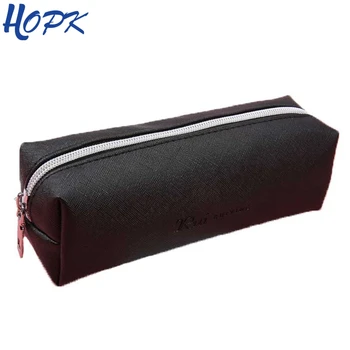 

Black PU Leather Pencil Case Cute Big Capacity Zipper Pencil Box For Girl Cosmetic Bag School Pencil Bag School Supplies Tools