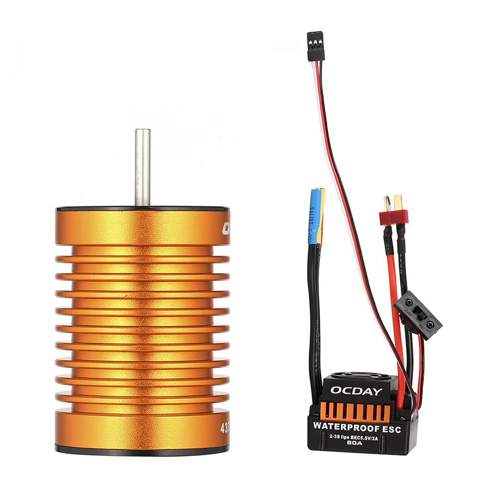 9T 4370 KV 10T 3930KV 4 полюса Бесконтактный бесщеточный мотор водонепроницаемый 60A ESC для