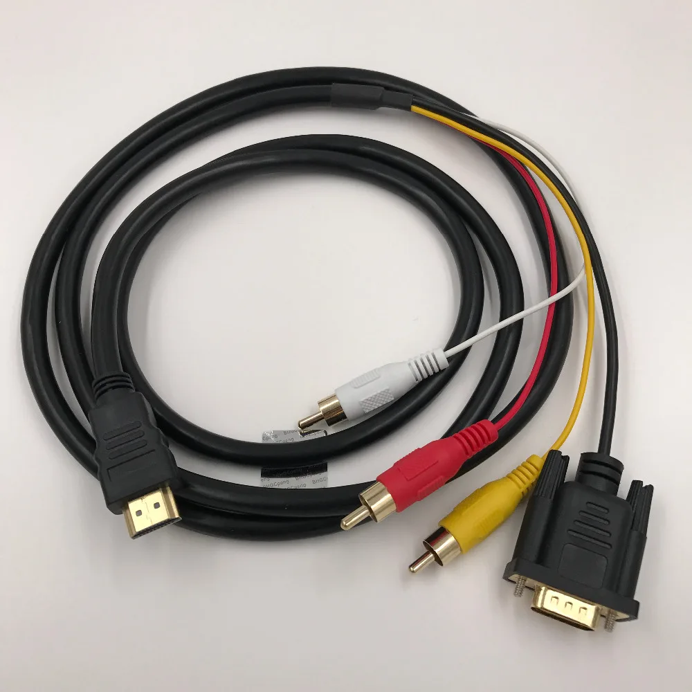 HDMI к 3RCA+ VGA кабель адаптер HDMI к VGA и видео/аудио разъем Мужской к мужской комбинезон для DVD HDTV проектор lcd 1,8 м