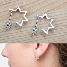 Стерлинговое Серебро 925 пробы простой дизайн простой без камня форма звезды золотой серебряный цвет персонализированные Потрясающие женские серьги звезды