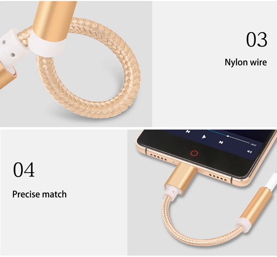 AUX Audio Cable USB Type C to 3.5 Earphone Adapter Type-C to 3.5mm Headphone Converter for xiaomi 6 Letv 2 2pro max2 Pro 3 (7)