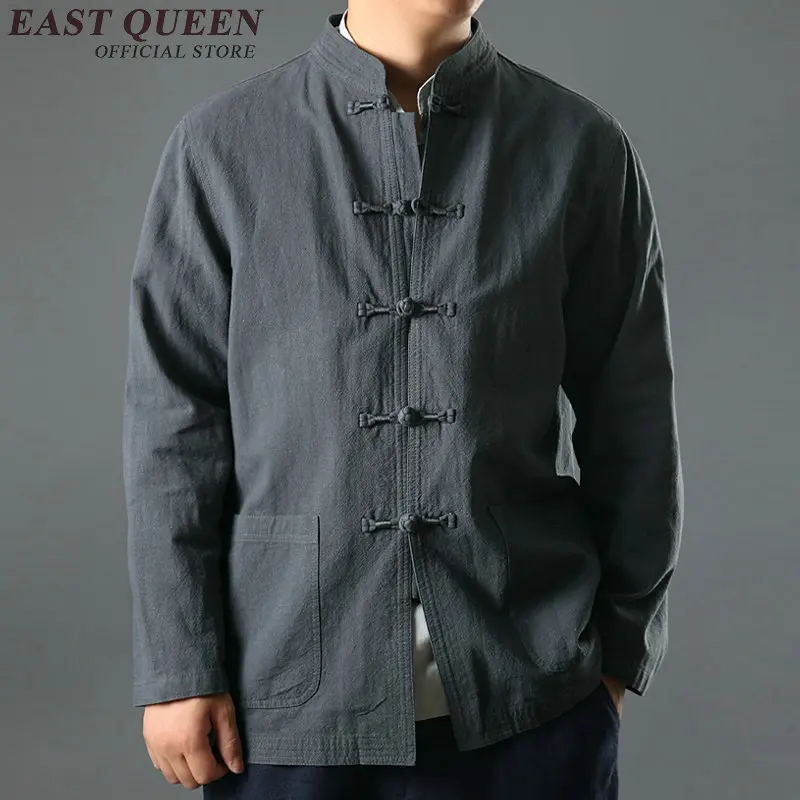 Chinese New Year Costume Mens Shirt Kung Fu Tai Chi Zen Tangzhuan Traditional Chinese Clothing Men Linen Shirt KK412 Q