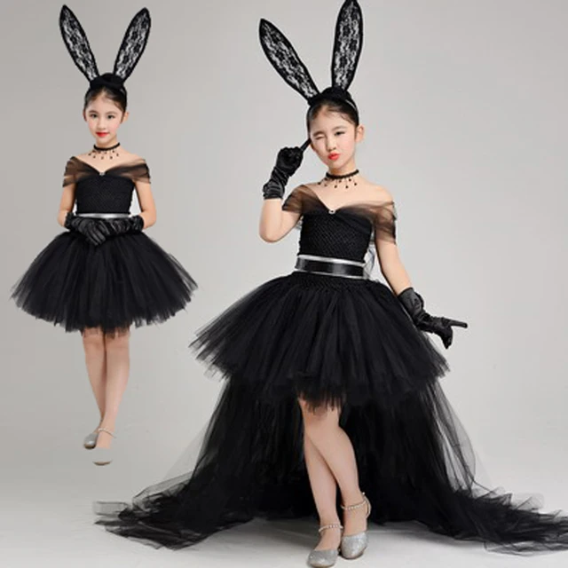 Baby Black Princess Dresses Ball Gown Short Sleeve Flower Girl Dress for Wedding Trailing First