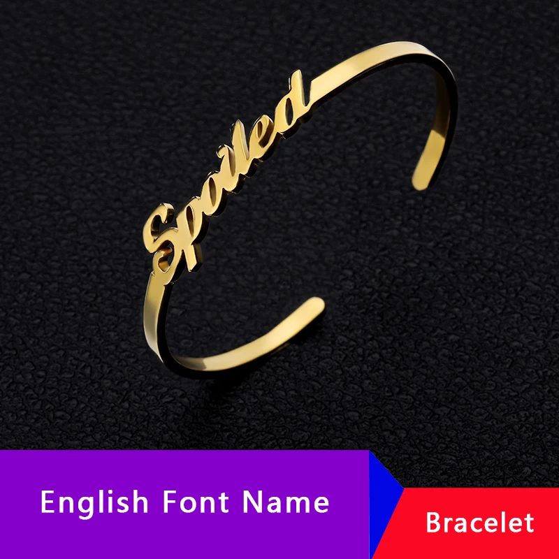 

Custom Name Bracelet & Bangle BFF Handmade Custom Name ID Bracelet Bijoux Femme Personalized Custom Calligraphy Name Bracelet