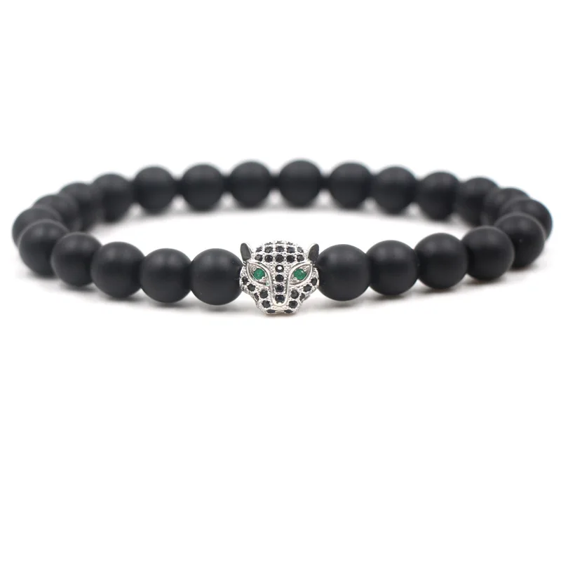 

Tiny black zircon, leopard head, hot, explosive, frosted stone beads, Elastic Bracelet
