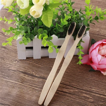 

2PCS Natural Bamboo Charcoal Health Toothbrush For Oral Care Teeth Cleaning Eco Medium Soft Bristle Brushes