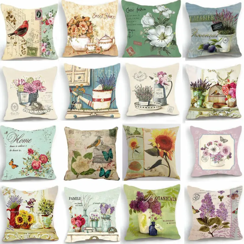 

HGLEGYW Rose New 18'' Cushion Pillow Bird Design Decor Flower Cover Red Case Home Retro