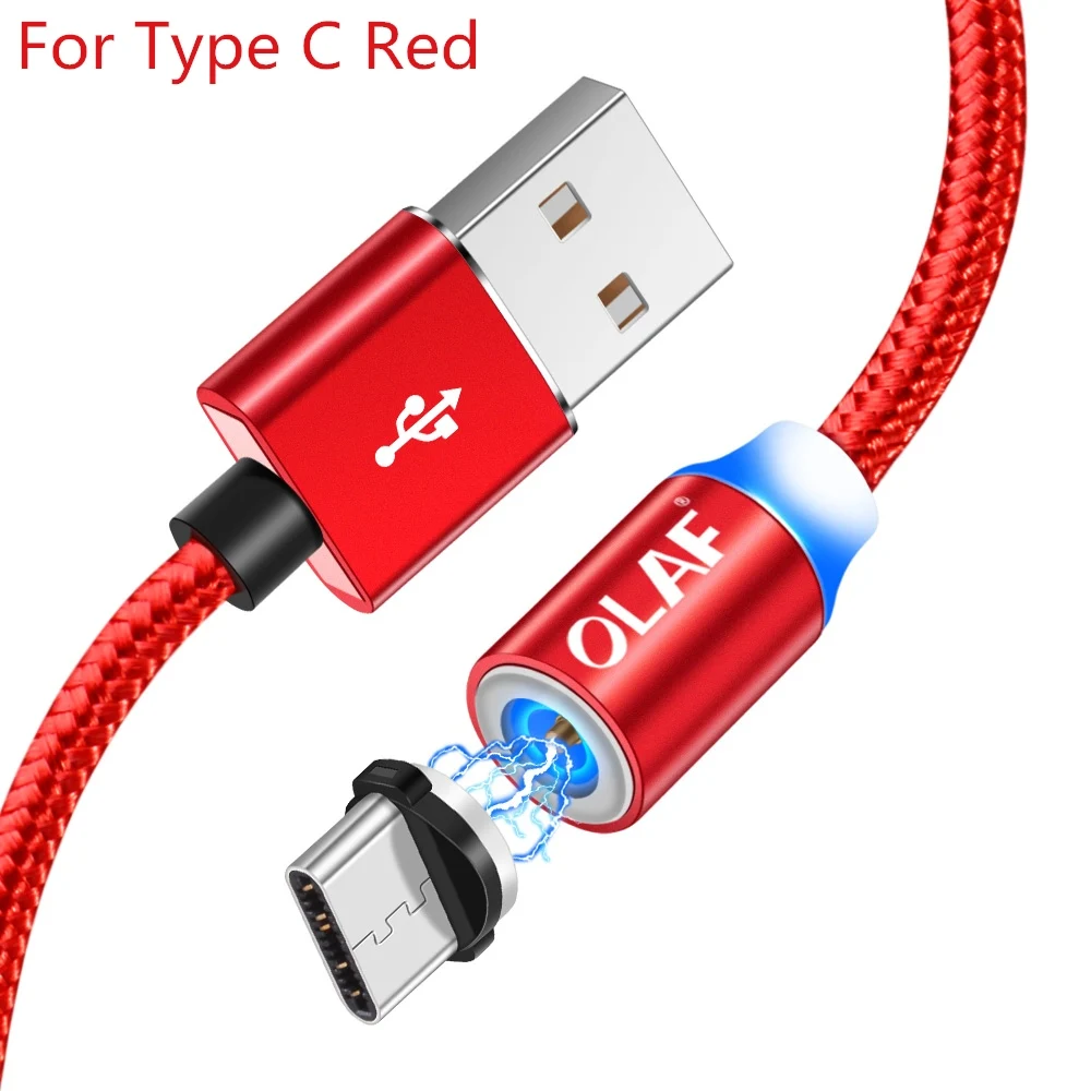 Магнитный кабель Олаф Micro usb Type C адаптер для быстрой зарядки Microusb Type-C магнитное зарядное устройство USB C для iphone Huawei Samsung xiaomi - Цвет: red type c cable