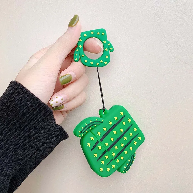 Cute Cactus Silicone Bluetooth Wireless Earphone Case For AirPods Protective Cover Skin Accessory For Apple Airpods Charging Box