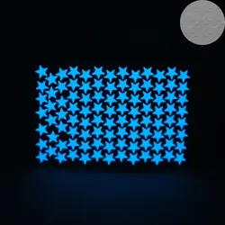 100 шт./лот синий световой звезды Наклейки на стену Домашний Декор Светящиеся в темноте Star Стикеры дети Спальня потолков