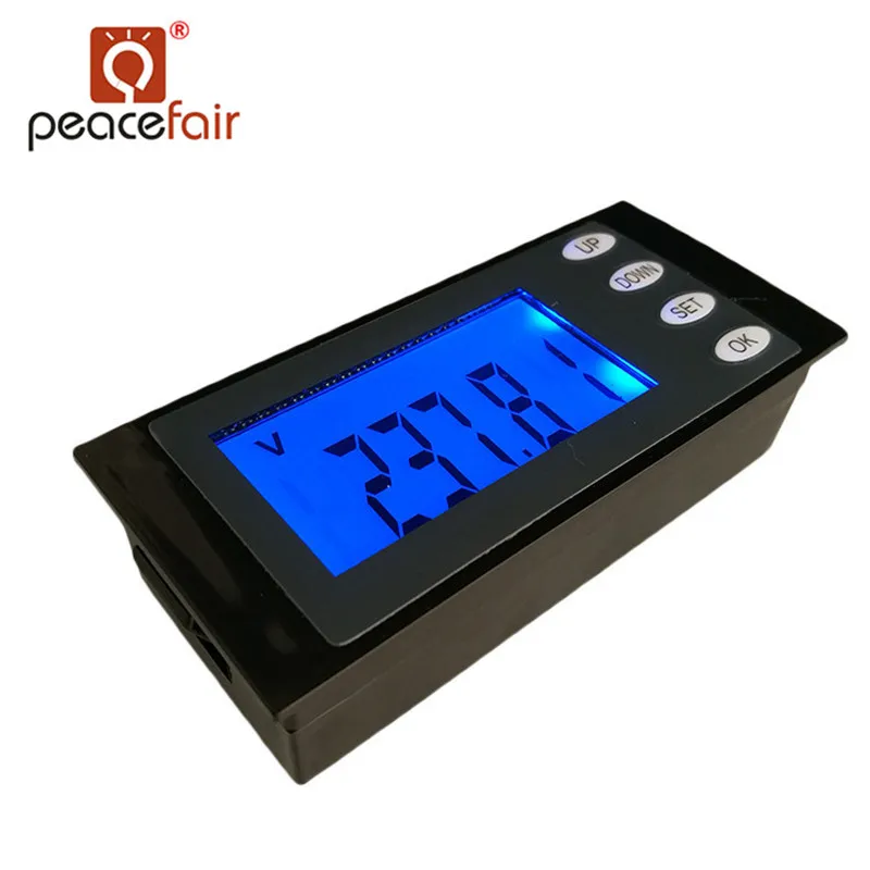 PEACEFAIR однофазный цифровой LCD Ватт метр AC 220V 100A 5IN1 напряжение тока мощность время