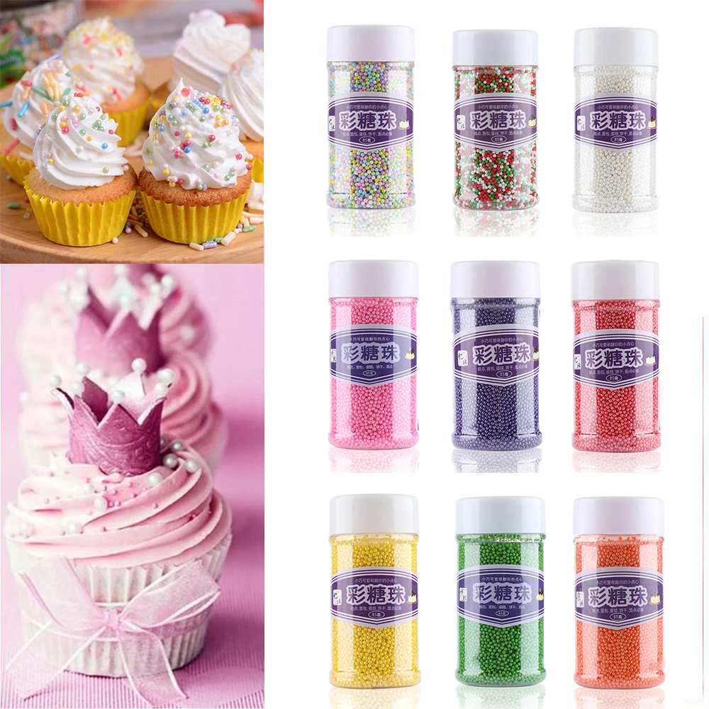 

1Box 85g Colorful Small Beads Candy Edible Pearl Sugar Fondant Baking Decor Cake Clay Chocolate Candy Decoration