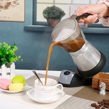 

Electric moka pot Italian coffee maker home office electric heating coffee Aluminum mocha coffee maker 6 people