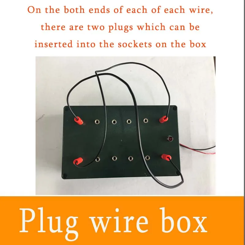 

Escape room takagism game props plug wire box all the wires are inserted into the right sockets to unlock charmber room