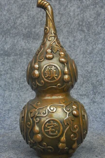 

Marked Old China Bronze Copper Carved Eight Diagrams ZhenZhai Gourd Statue Sculpture statues unicornio garden decoration