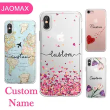 Jaomax персонализированный пользовательское имя мира чехол "карта" для iPhone 11 7Plus Xs Max SE 5S X 8 6s Xr прозрачный силиконовый чехол с цветами и сердцем