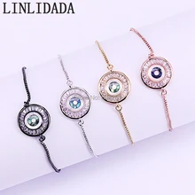 8 шт. разноцветный металлический браслет с оболочкой микро-Кристалл циркония Abalone оболочка круглый разъем браслет модные ювелирные изделия