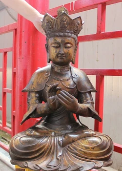

wholesale factory 25" Tibet Bronze Buddhism Temple Kwan-Yin Bodhisattva Maitreya Buddha Statue