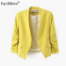 2016 new arrival spring autumn fashion brand blazer women Candy Color ladies coat Slim Solid puff sleeve blazers Basic jackets