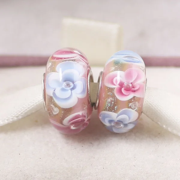 

free shipping 1pc flower murano glass bead charm Fits European Pandora Charm Bracelets A182(1)