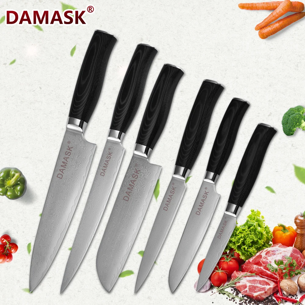 

DAMASK Kitchen Knives Set VG10 Damascus Knife Professional Japanese Chef Knives Slicing Santoku Damascus Steel Knife Cutter Tool