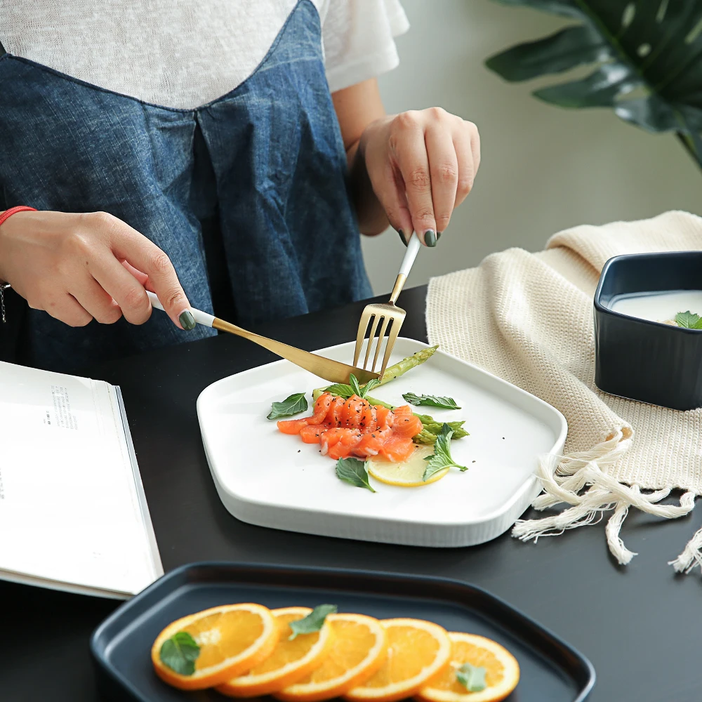 1pc KINGLANG Northern Europe irregular tableware plate western food dish plate pan steak pasta fruit salad