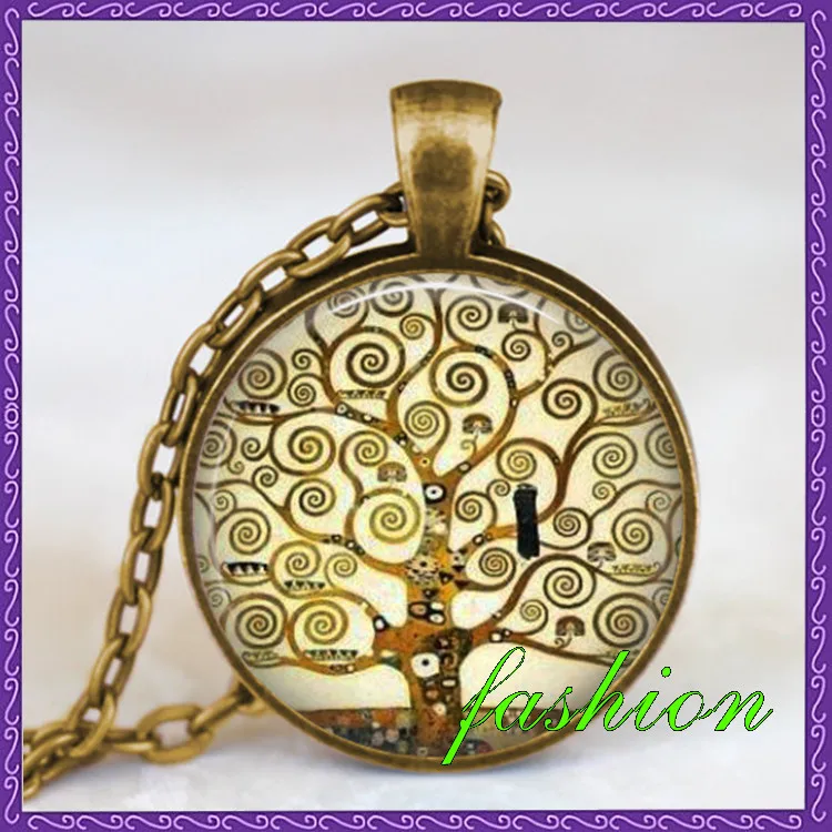 

Tree of life necklace Gustav Klimt ,Tree of life jewelry antique bronze tree pendant vintage art with gift bag and chain