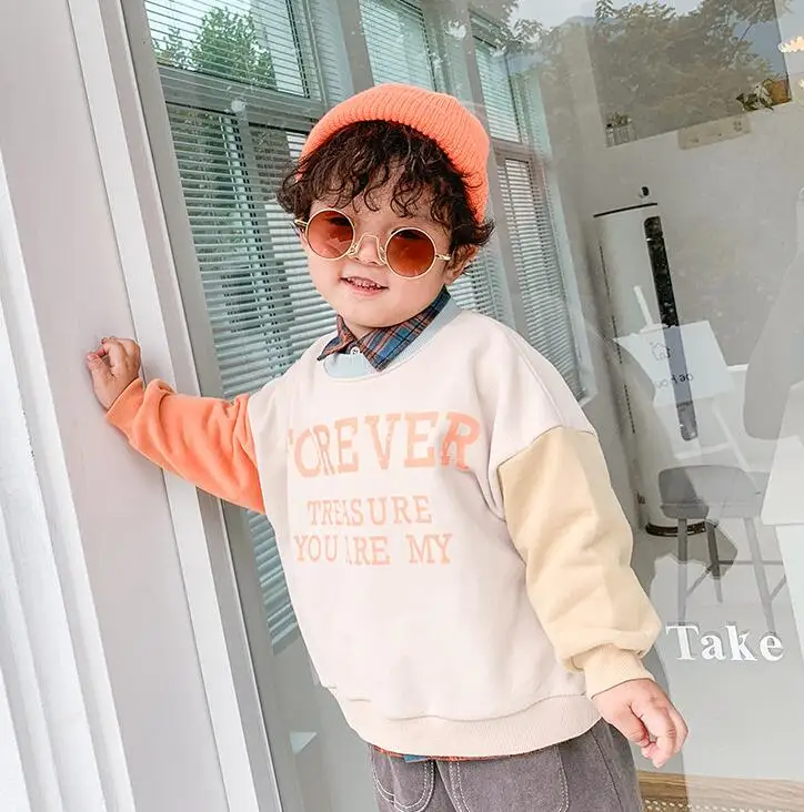 Г., футболка в Корейском стиле для девочек и мальчиков Модный хлопковый осенний свитер для детей от 2 до 7 лет, HU467 - Цвет: Оранжевый
