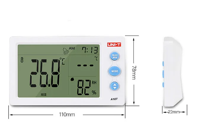 UNI-T A10T цифровой ЖК-термометр измеритель влажности Часы с гигрометром Метеостанция тестер с функцией будильника