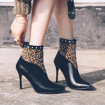 

Vogue Women Boots Nice Super High Heel Ankle Boots For Women Thin Heel Winter Shoes Casual Leather Boots Botas Mujer