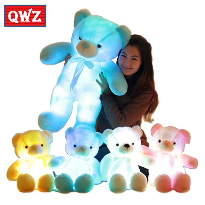 QWZ 50 см креативный светильник светодиодный плюшевый мишка мягкие животные Детская плюшевая игрушка красочный светящийся плюшевый мишка рождественский подарок для детей