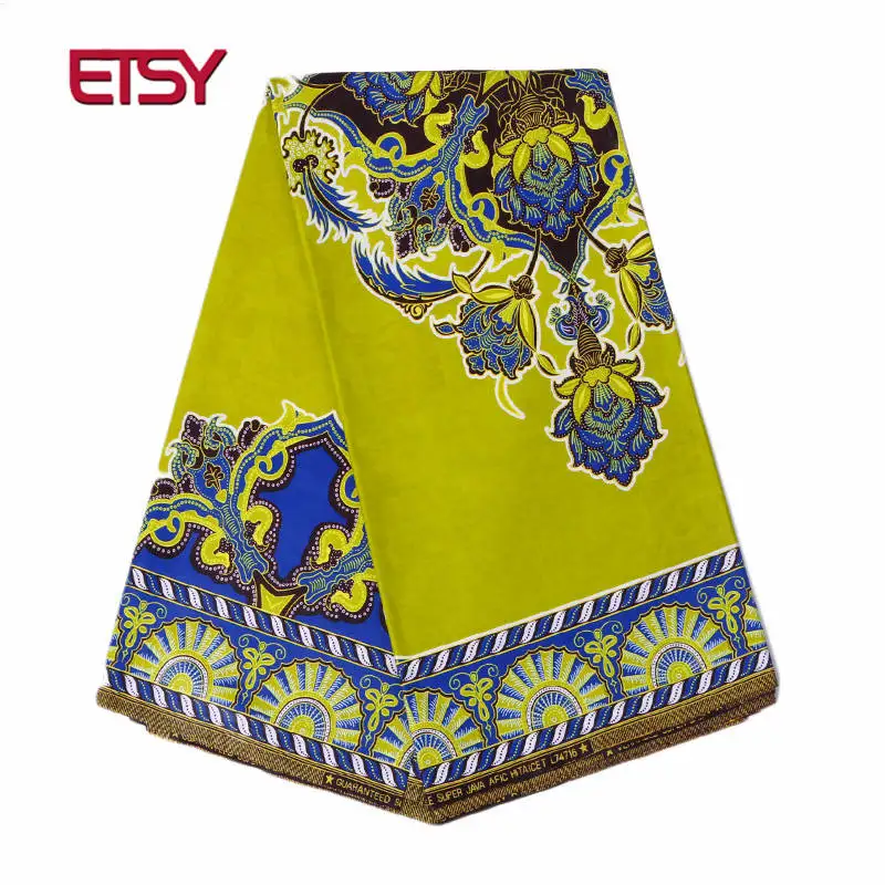 

ankara africa wax print fabric yellow African Java Wax Fabric 100% Cotton Fabric African Wax Material 6 Yards print 24FJ2022