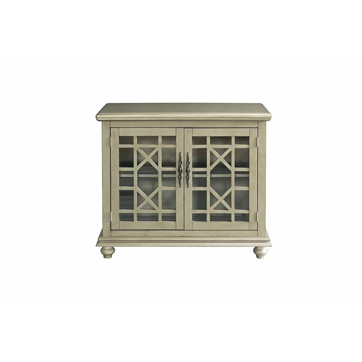 Wooden TV Stand With Bun Feet, Antique Silver (1)