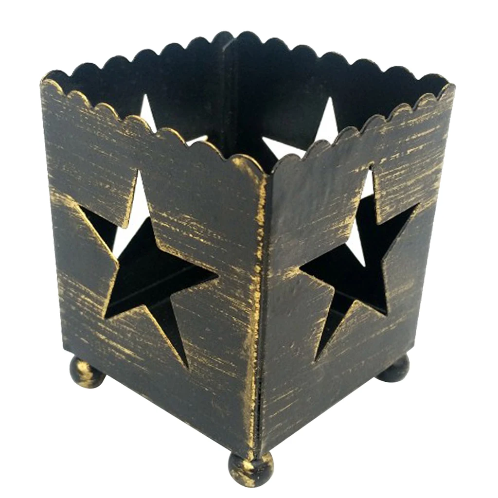 Mini 5x6.5x5.5CM Vintage Wrought Iron Christmas Candle Holder Hollow Star Tree Tree Heart Home Party Decoration