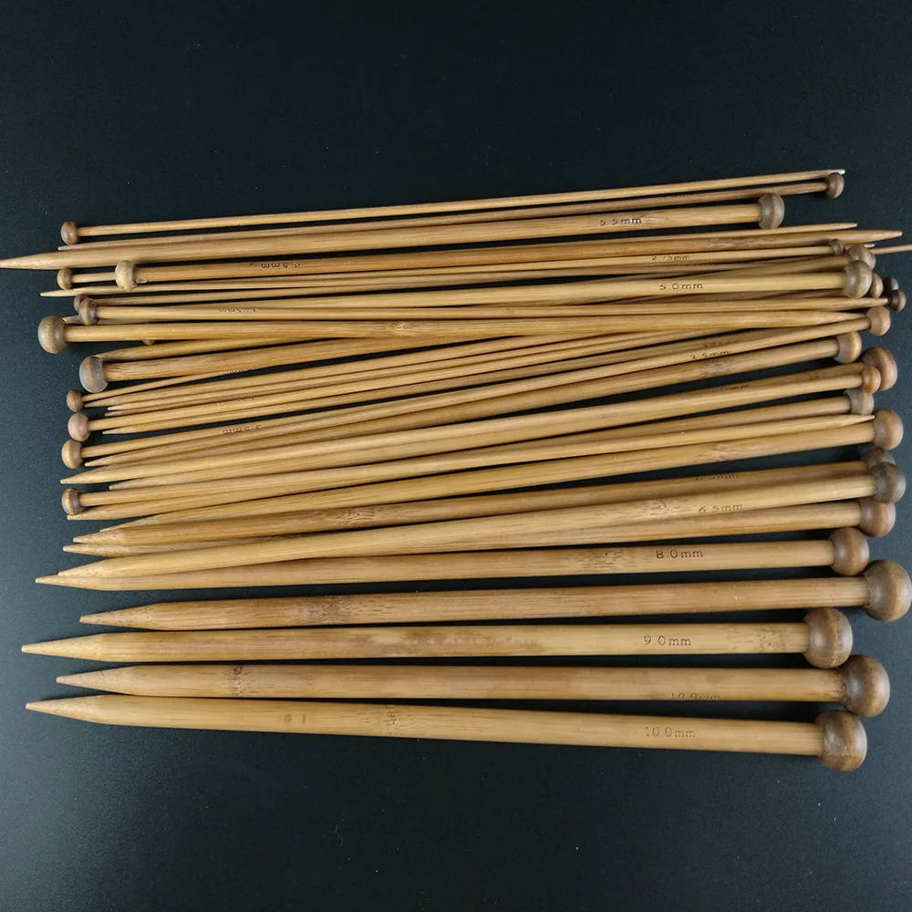 2016Hot36Pcs18SizesCarbonizedBambooKnittingNeedlesSingle