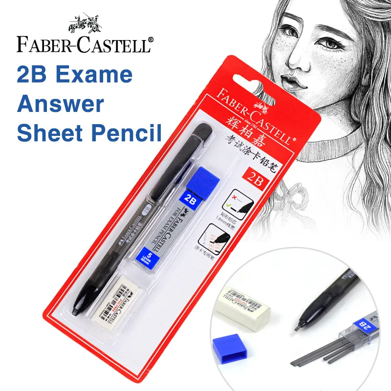 

1 Set Faber-Castell 2B Exame Answer Sheet Sketch Pencils With Refill Pencil For School Exam Card Stationery Student Supplies