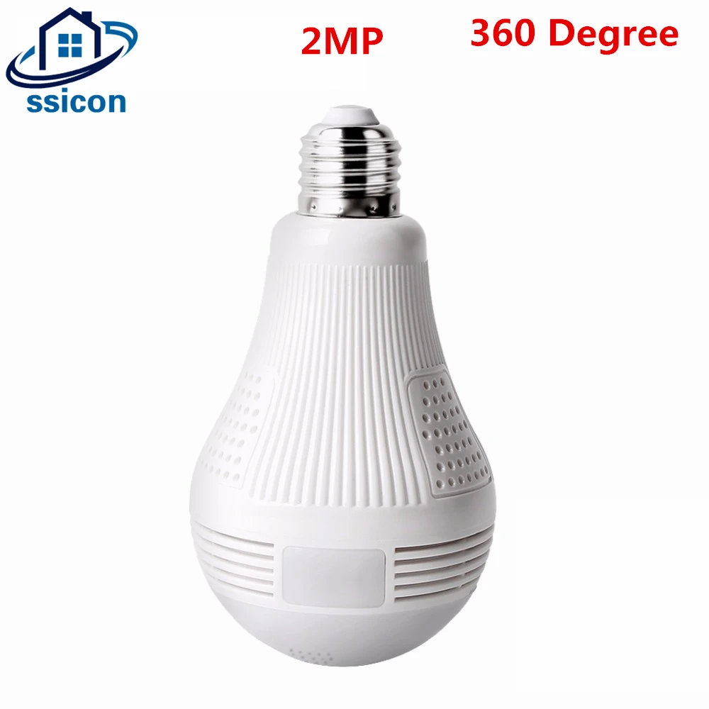 

SSICON 2MP Light Bulb WIFI Camera 360 Degree Smart Home Security Fisheye 3D VR Wireless IP Camera Icsee APP