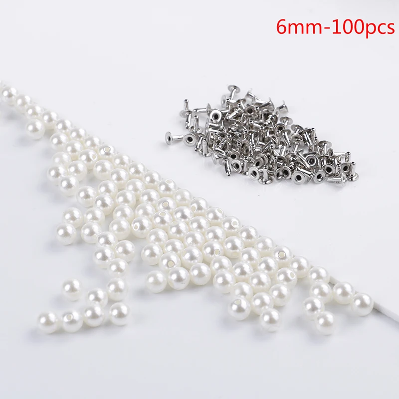 6mm 100pcs Модные поделки жемчуг Кепка заклепки ремесло ремонт жемчуг вязание кружева волос Одежда Аксессуары 100 шт/80 шт/60 шт/40 шт/30 шт - Цвет: 6mm 100pcs