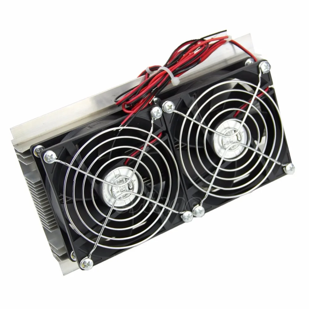 

Free shipping Thermoelectric for Peltier Refrigeration Cooling System Kit Cooler Double Fan DIY