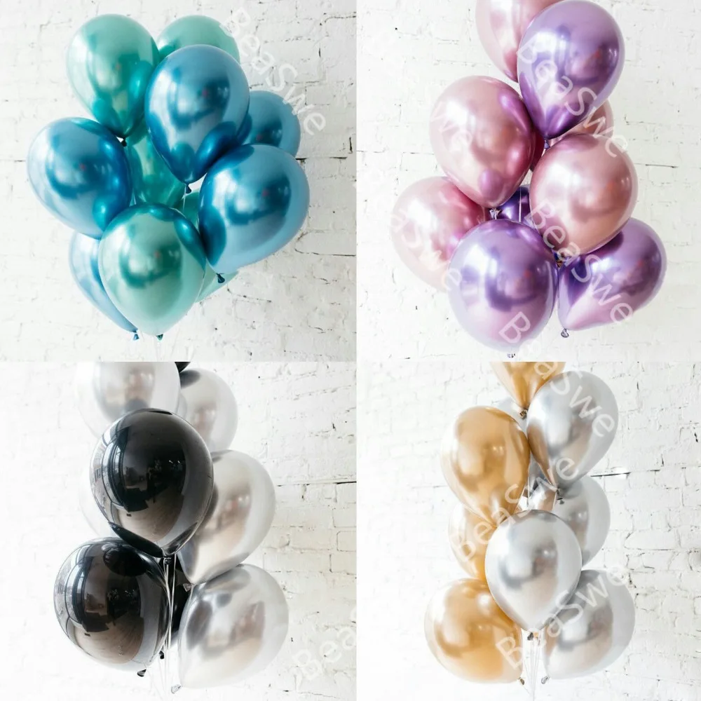 

10pcs Mixed Metallic Latex Balloons Bouquet Pearl Metal Chrome Balls Wedding Baby Birthday Party Decorations Kids Toy Globos