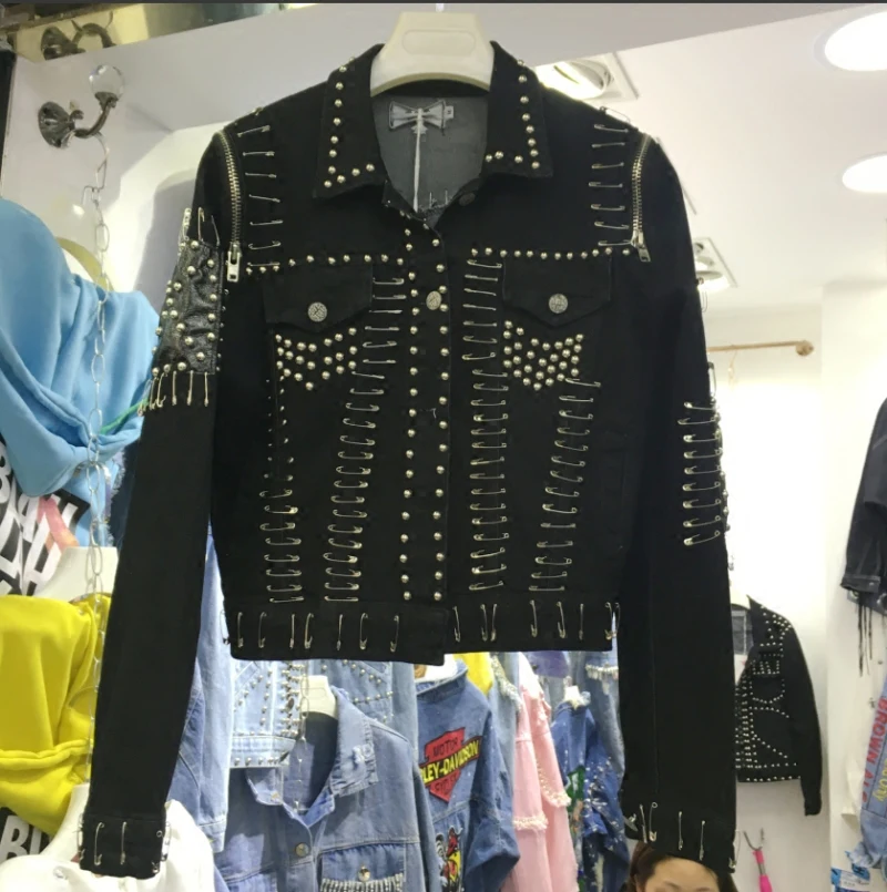 Denim jacket Women Basic Coats 2018 New Punk style Denim Jacket Women Bomber Jacket Black Harajuku Jeans Coat Casaco Feminino
