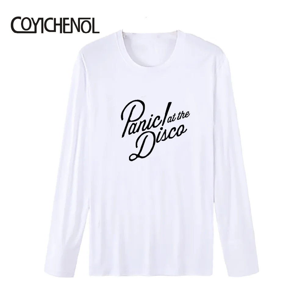 

Fashion Panic At The Disco customize print tshirt men regular casual tops modal long sleeves tee solid color hiphop tshirt