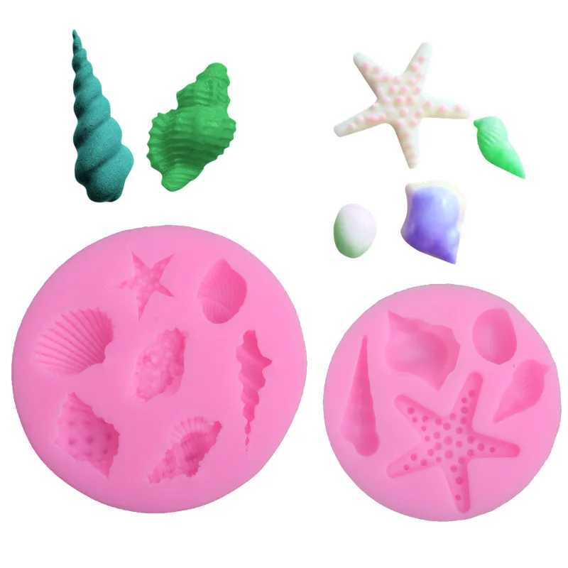 

Starfish conch shell sugar Silicon gel mold cake decoration DIY baking utensils
