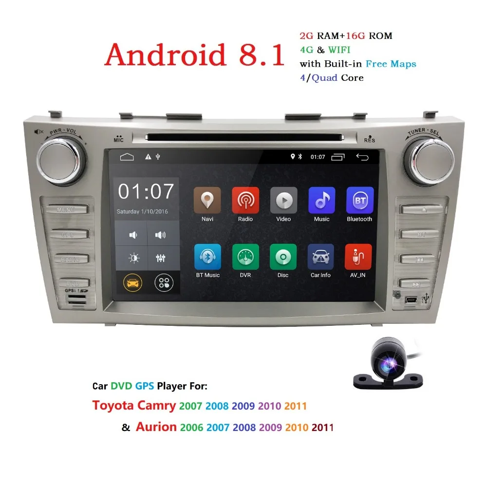 

NEW! Android 8.1 Touch screen 2DIN 8inch Car Navigation GPS radio For TOYOTA Camry 2007-2011 Aurion 2006-2011 BT+wifi+DAB+Camera